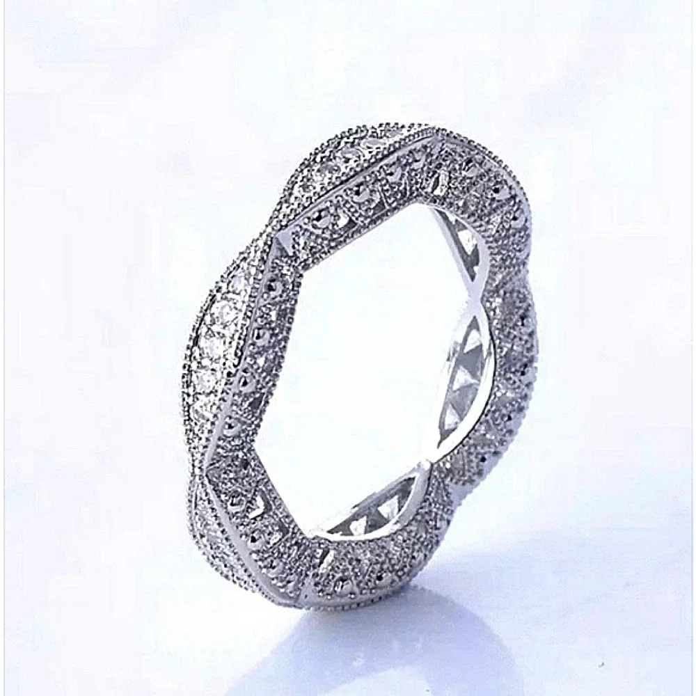 NEW Women's Gold Plated Silver Eternity Simulated Diamond Band Ring‎ Sz 10